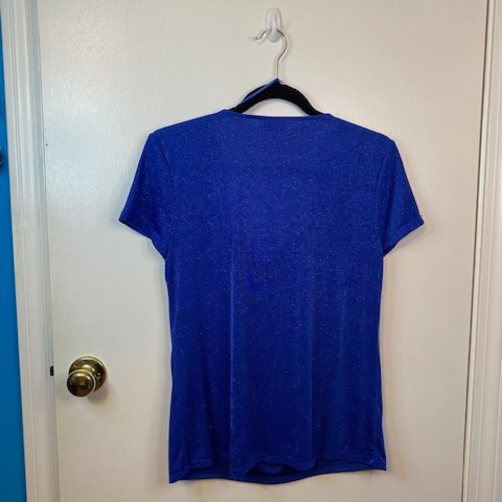 Jaclyn Smith Royal Blue Sheer skarkly Blouse - Picture 6 of 6